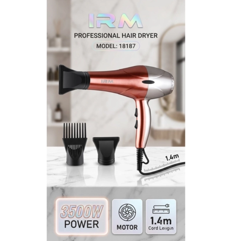 SECADOR DE CABELLO PROFESIONAL 18187 CON ACCESORIOS 3500W - 5