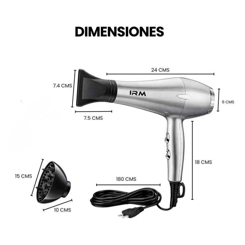 SECADOR DE CABELLO PROFESIONAL 18187 CON ACCESORIOS 5000W - 3
