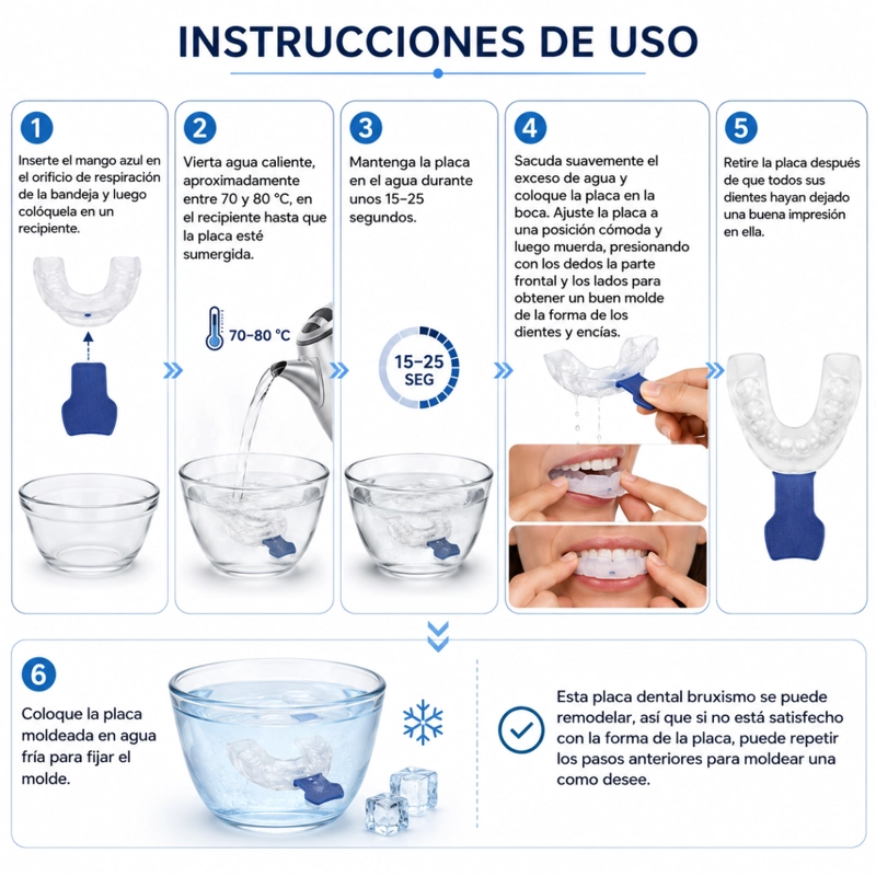 FERULA DENTAL ANTIRRONQUIDOS PARA BRUXISMO MOLDEABLE DEROYAL - 3