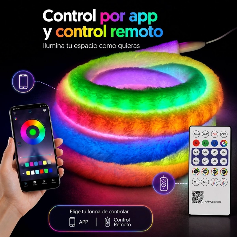 TIRA LUZ LED NEON RITMICA ATERCIOPELADA 5M RGB APP CONTROL - 4