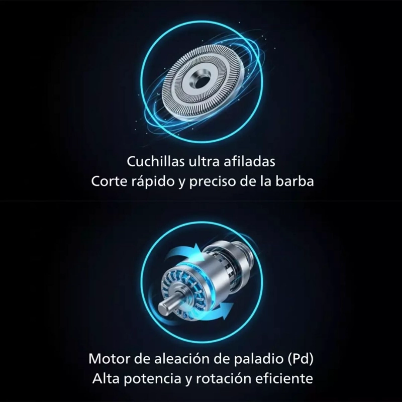 AFEITADORA HOMBRE BARBA GIRATORIA RECARGABLE WATERPROOF IPX6 - 3