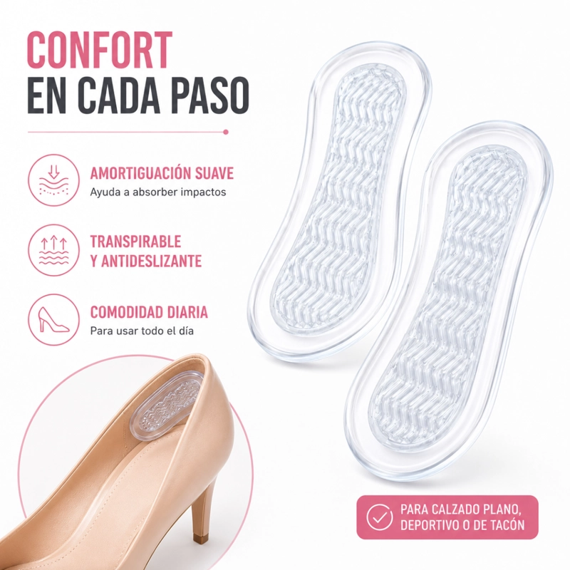 PAR ALMOHADILLAS TALONERAS SILICONA ZAPATOS ANTIDESLIZANTE - 3