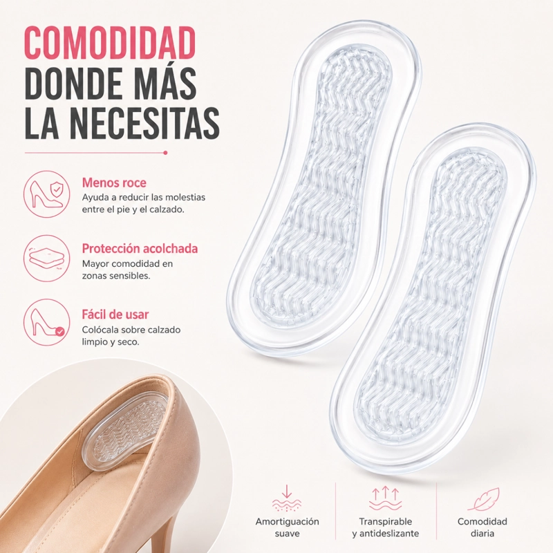 PAR ALMOHADILLAS TALONERAS SILICONA ZAPATOS ANTIDESLIZANTE - 4