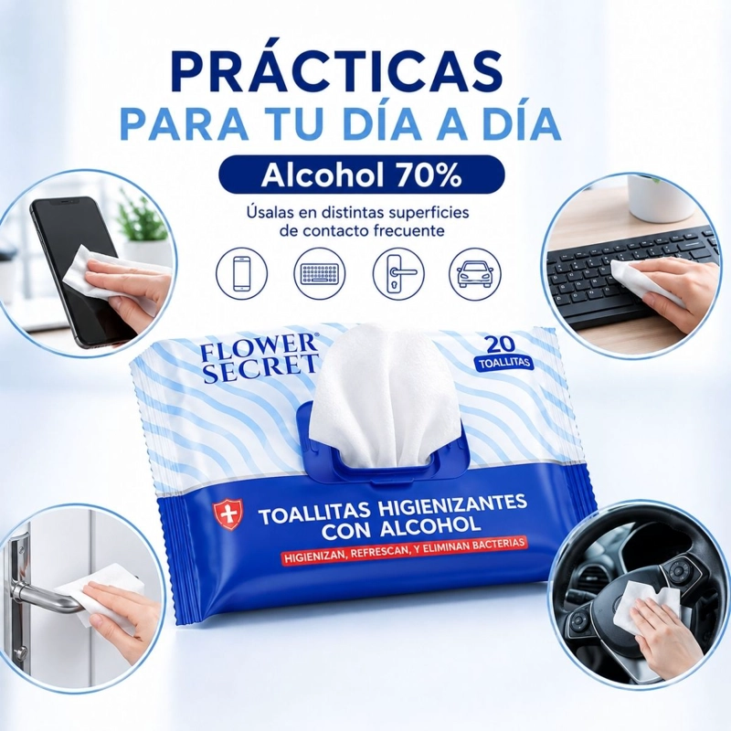 240 TOALLITAS HUMEDAS HIGIENIZANTES ALCOHOL 70% DESINFECTANTES - 4
