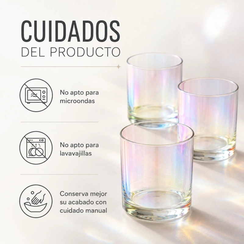 SET 6 VASOS BAJOS PARA WHISKY TRAGOS CRISTAL TORNASOL 410ML - 4