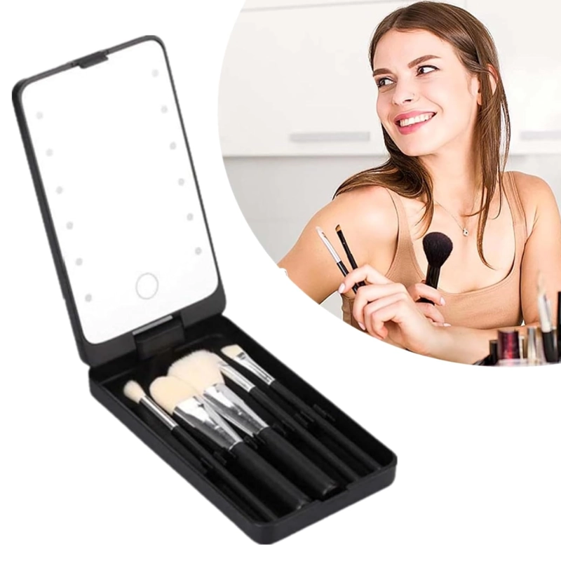 ESPEJO DE MAQUILLAJE PLEGABLE CON 12 LUCES LED Y AUMENTO - 1