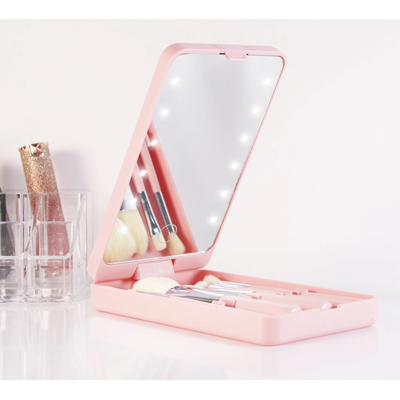ESPEJO DE MAQUILLAJE PLEGABLE CON 12 LUCES LED Y AUMENTO - 6
