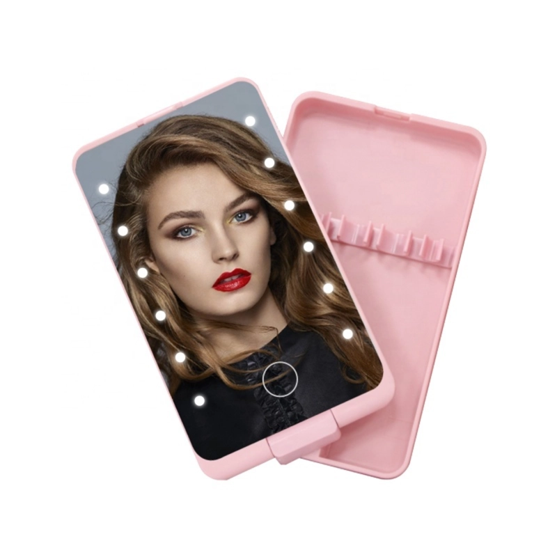 ESPEJO DE MAQUILLAJE PLEGABLE CON 12 LUCES LED Y AUMENTO - 7