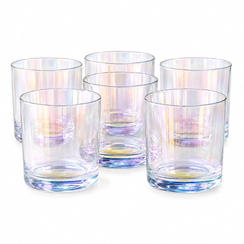 PACK 6 VASOS WHISKY TRAGOS CORTOS VIDRIO TORNASOL 280ML - 1