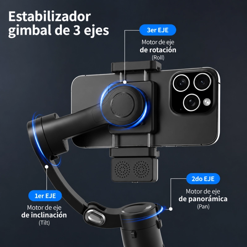 ESTABILIZADOR GIMBAL 3 EJES CELULAR SEGUIMIENTO CON IA - 6
