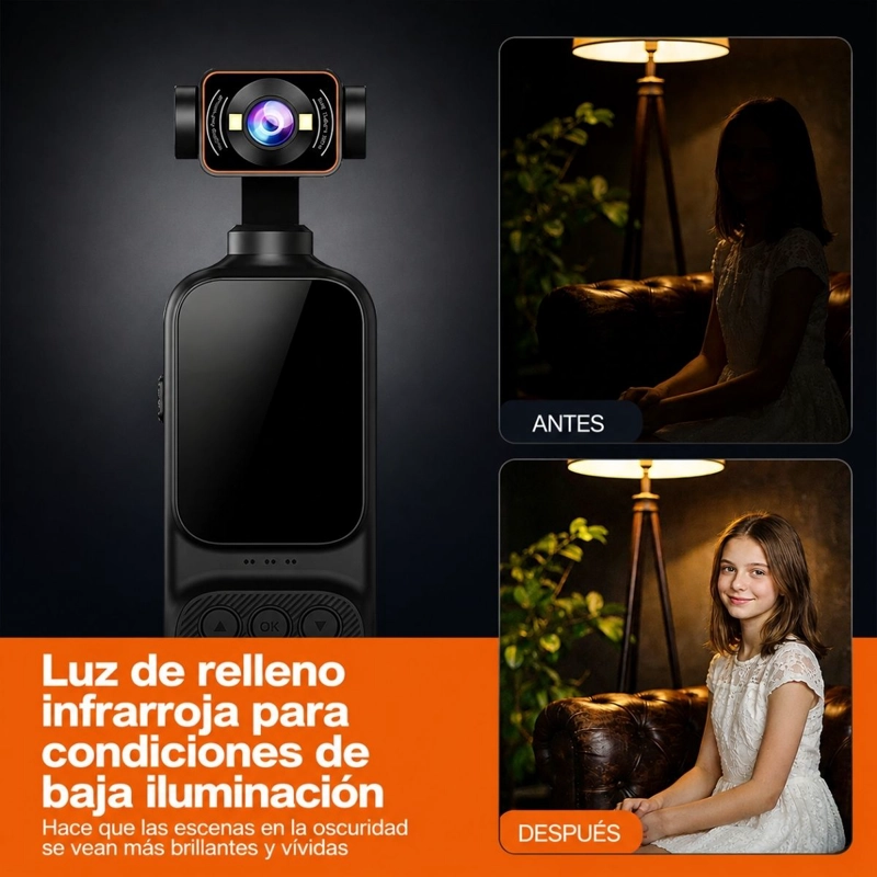 CAMARA DEPORTIVA GIMBAL 4K WIFI ESTABILIZADOR PANTALLA IR - 3