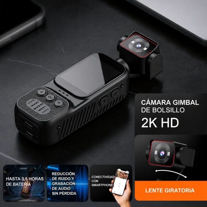 CAMARA DEPORTIVA GIMBAL 4K WIFI ESTABILIZADOR PANTALLA IR - 4