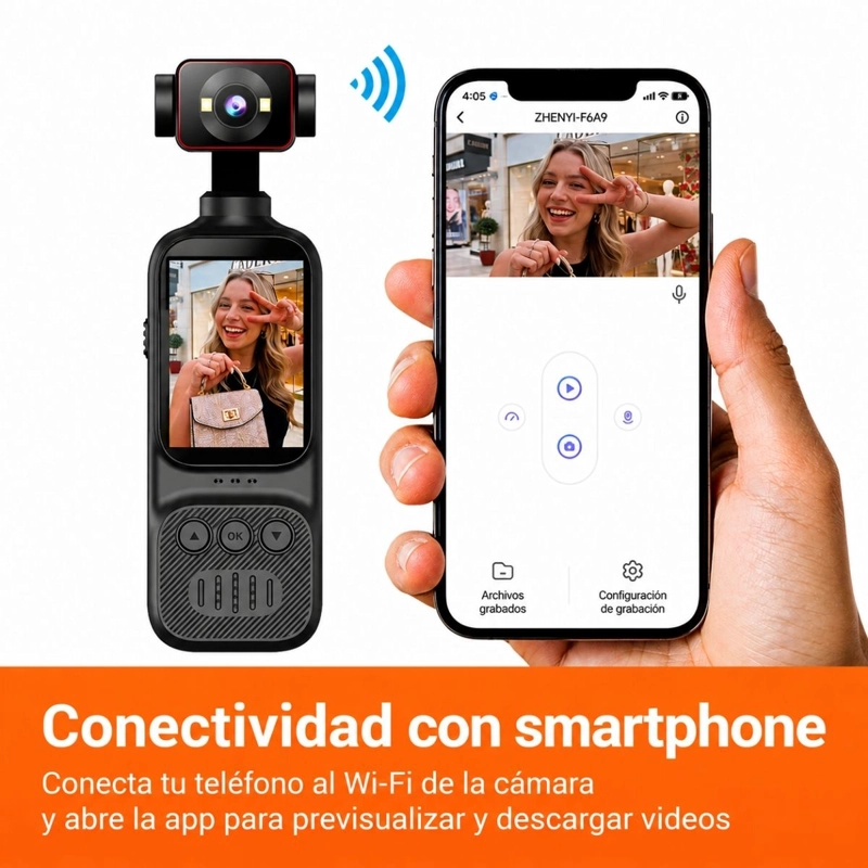 CAMARA DEPORTIVA GIMBAL 4K WIFI ESTABILIZADOR PANTALLA IR - 5