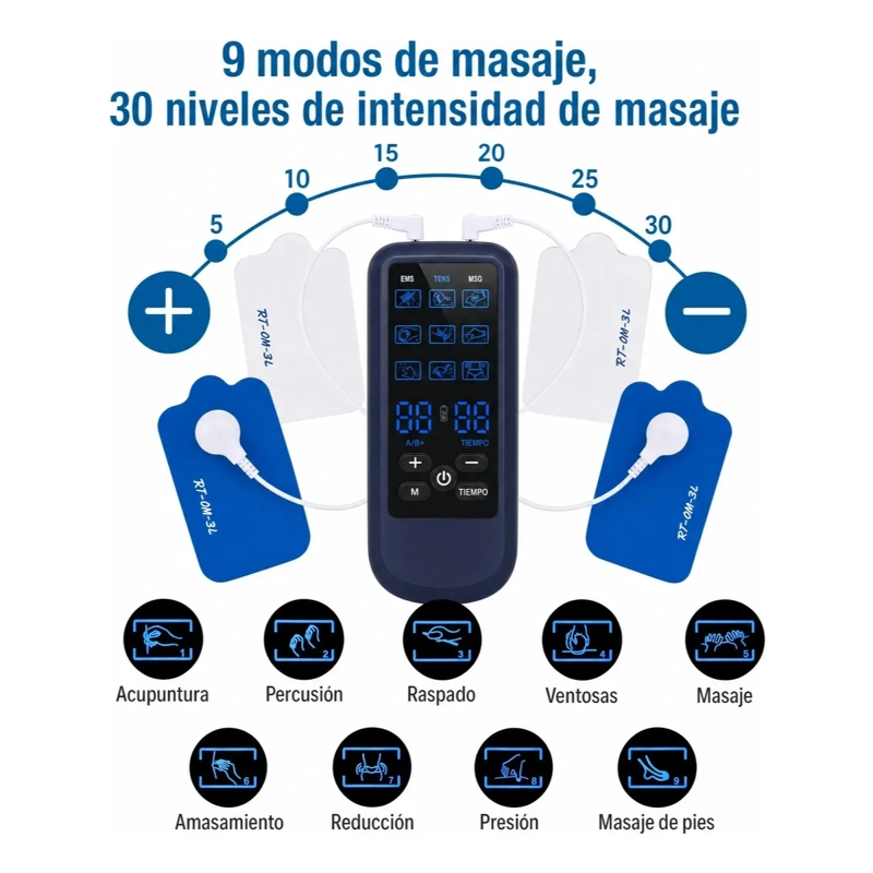 MASAJEADOR CORPORAL ELE CTRODOS TENS EMS TERAPIA 8 MODOS - 2