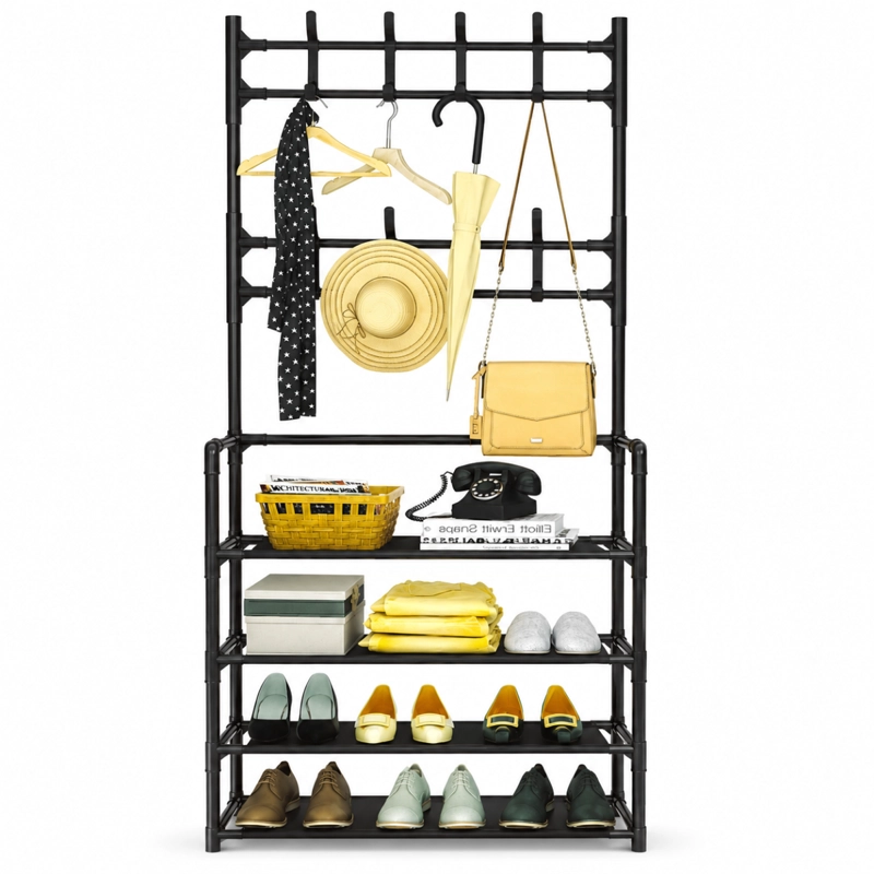 PERCHERO ORGANIZADOR ROPA COLGANTE METALICO ESTANTE ZAPATERO - 1