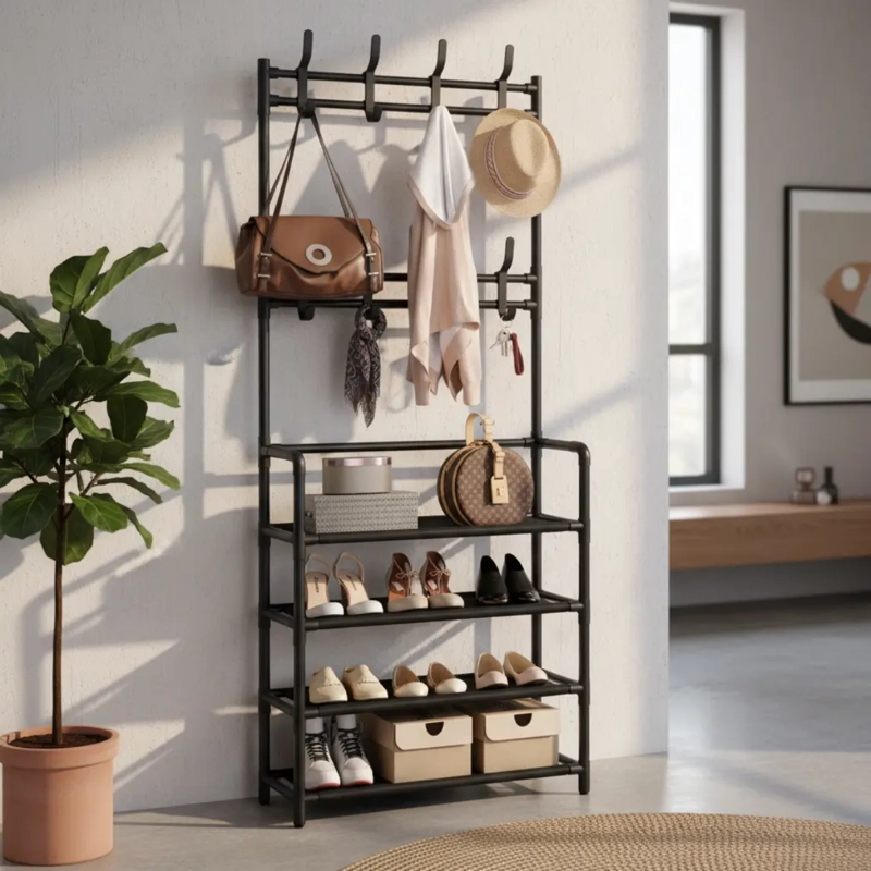 PERCHERO ORGANIZADOR ROPA COLGANTE METALICO ESTANTE ZAPATERO - 5