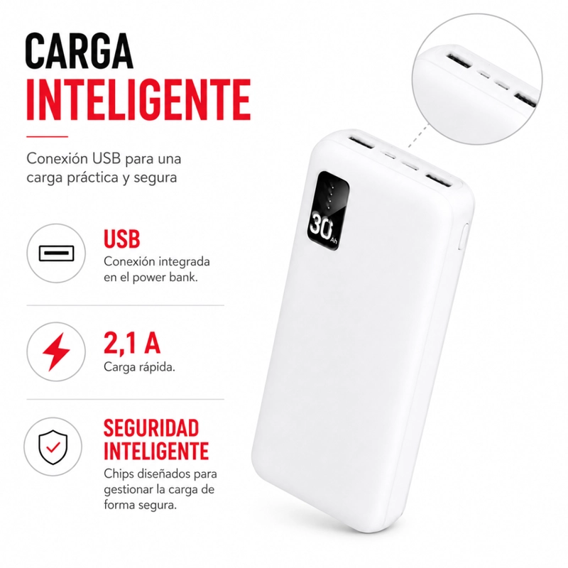 POWER BANK 30000MAH CARGADOR PORTATIL UNIVERSAL GM - 4