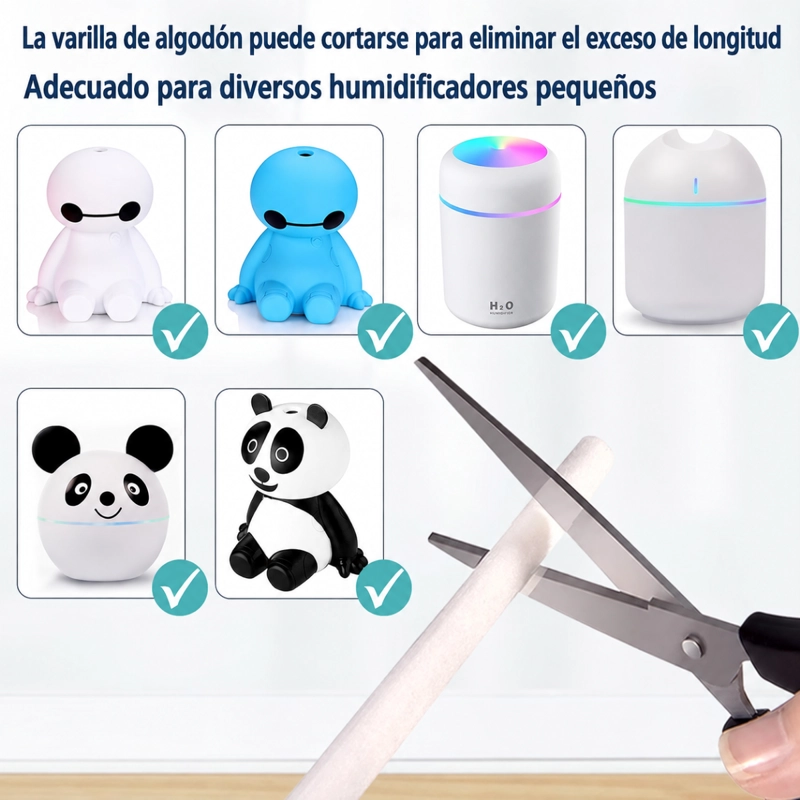 REPUESTO 5 FILTROS BASTONCILLOS ALGODON PARA HUMIDIFICADOR - 3