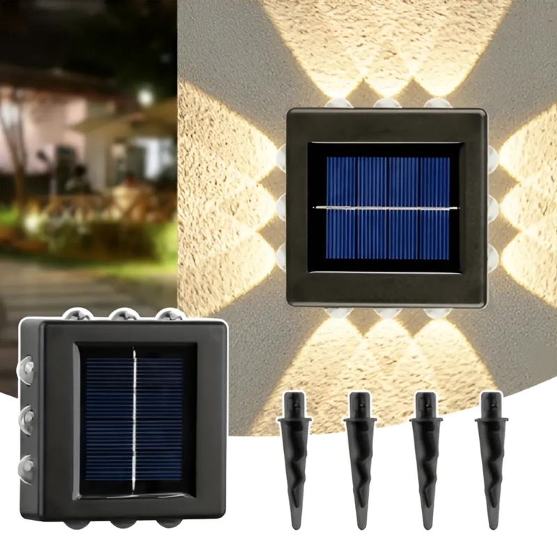 LAMPARA FOCO SOLAR DE PARED 12 LED IMPERMEABLE EXTERIOR - 1