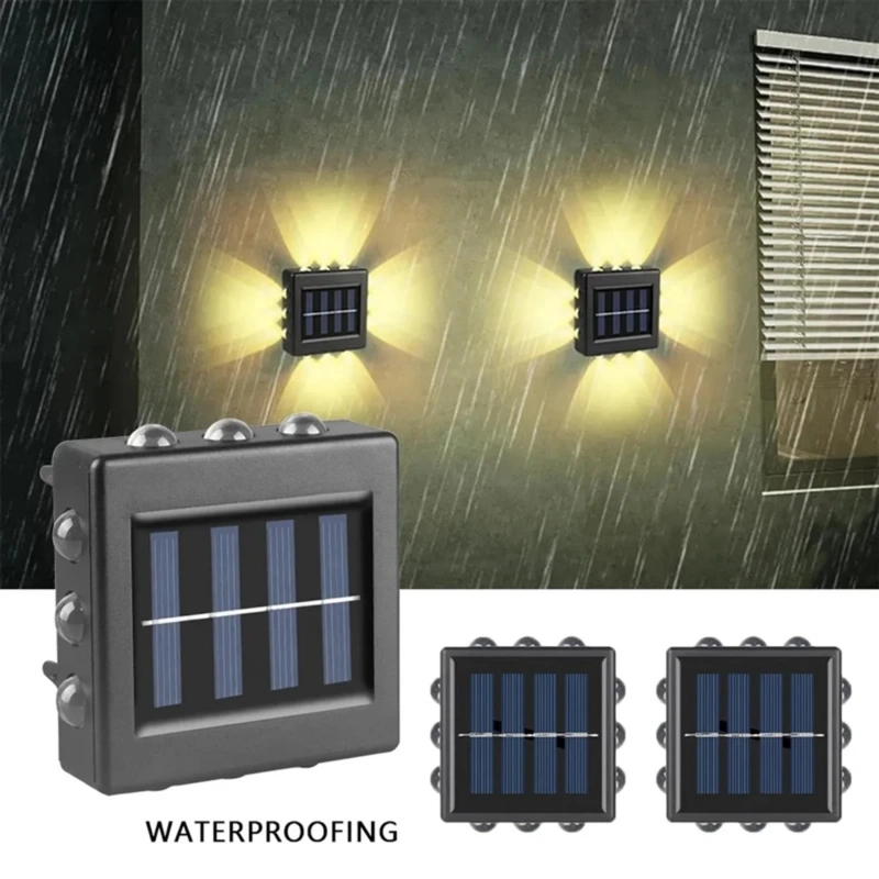 LAMPARA FOCO SOLAR DE PARED 12 LED IMPERMEABLE EXTERIOR - 5