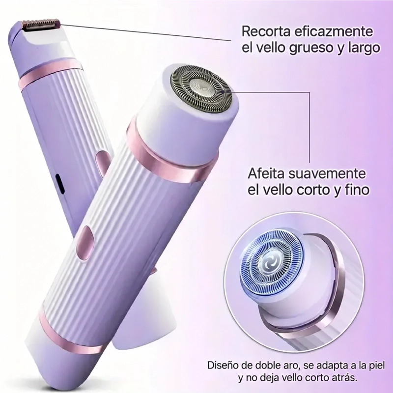 AFEITADORA DEPILADORA FACIAL CORPORAL MUJER RECARGABLE USB - 4
