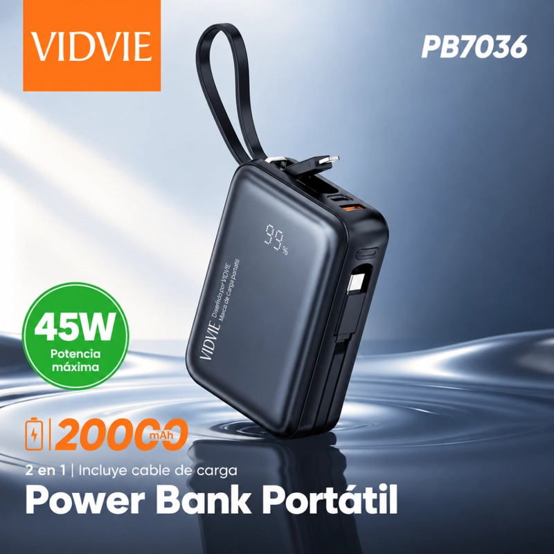 POWER BANK 20000MAH CARGA RAPIDA 45W PANTALLA LED - 2