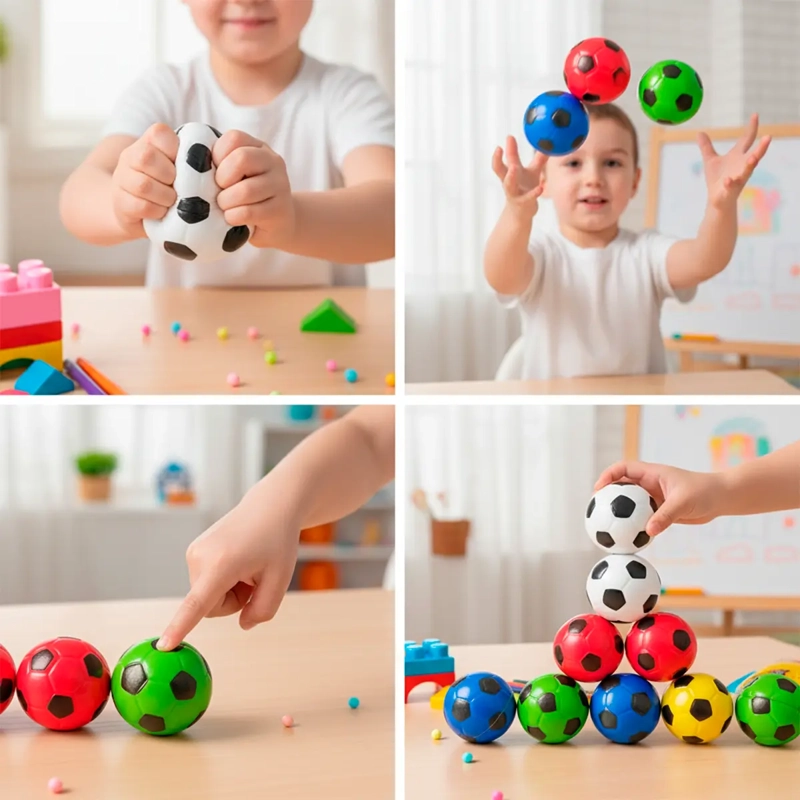 SET 12 PELOTAS ANTIESTRES ANTIANSIEDAD ESPUMA ADULTOS NIÑOS DISEÑO RUBIC - 7