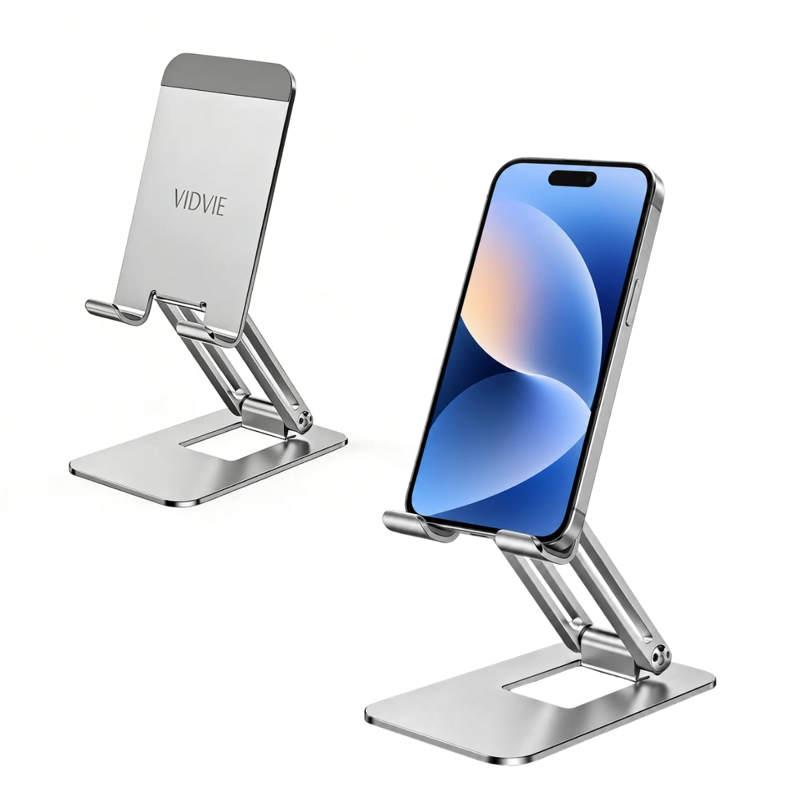 SOPORTE CELULAR ESCRITORIO METALICO PLEGABLE AJUSTABLE - 1