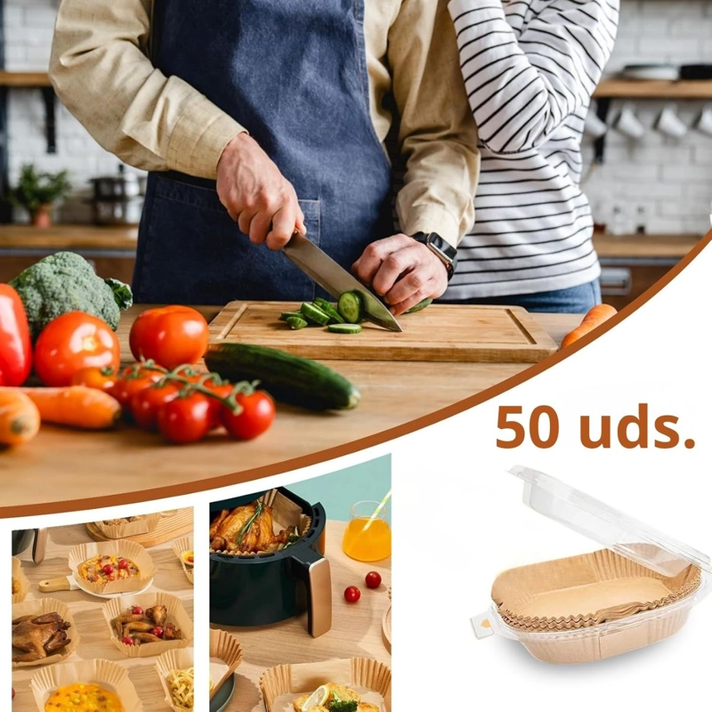 PACK 50 PAPEL MANTEQUILLA DESECHABLE PARA FREIDORA DE AIRE CUADRADO - 7