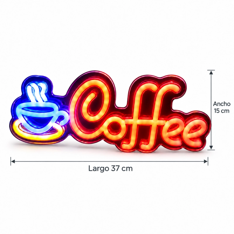 LETRERO NEON LED COFFEE TAZA DE CAFE  DECORATIVO PARA NEGOCIO - 3