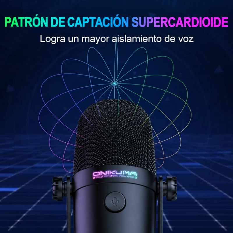 MICROFONO CONDENSADOR USB PC PODCAST GAMER REDUCCION RUIDO - 3