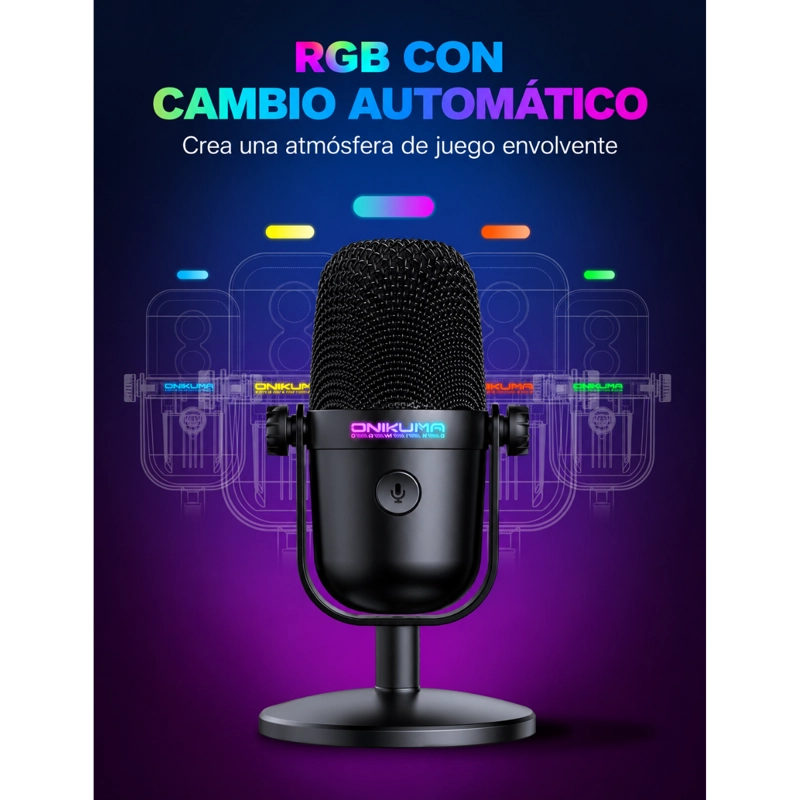 MICROFONO CONDENSADOR USB PC PODCAST GAMER REDUCCION RUIDO - 4