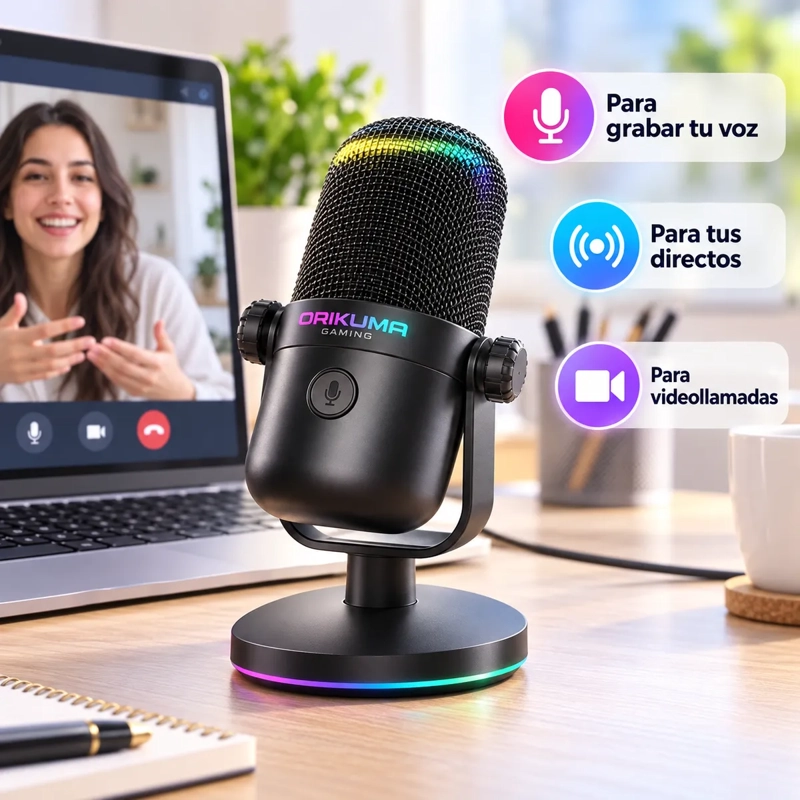 MICROFONO CONDENSADOR USB PC PODCAST GAMER REDUCCION RUIDO - 6