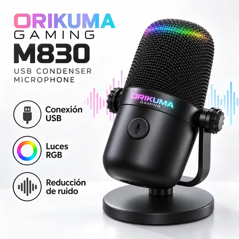 MICROFONO CONDENSADOR USB PC PODCAST GAMER REDUCCION RUIDO - 7