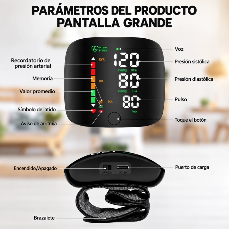 TOMA PRESION DIGITAL DE MUÑECA MONITOR ARTERIAL RECARGABLE - 7