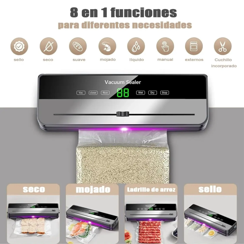 SELLADORA AL VACIO DE ALIMENTOS MAQUINA EMBALADORA 65KPA - 6