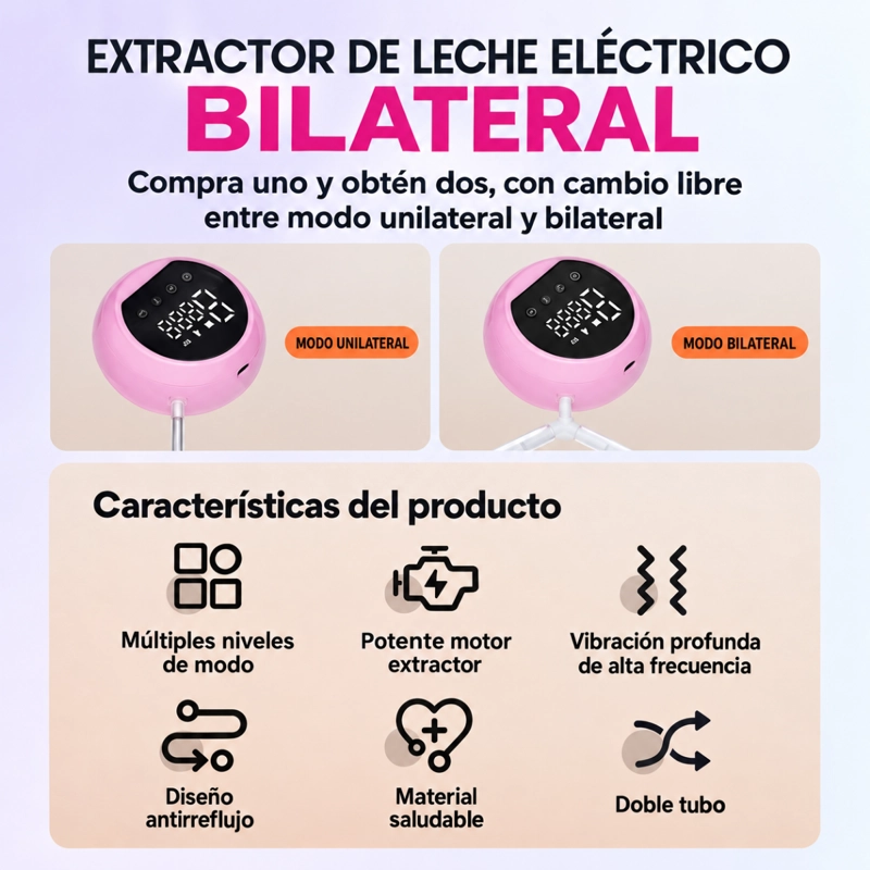 EXTRACTOR DE LECHE ELE CTRICO DOBLE VASO SACALECHE LACTANCIA - 2
