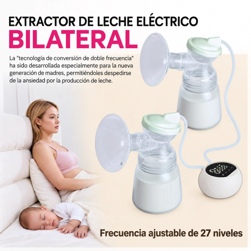 EXTRACTOR DE LECHE ELE CTRICO DOBLE VASO SACALECHE LACTANCIA - 5