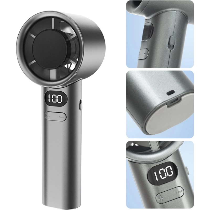 MINI VENTILADOR DE MANO TURBO RECARGABLE USB PANTALLA LED GM - 3