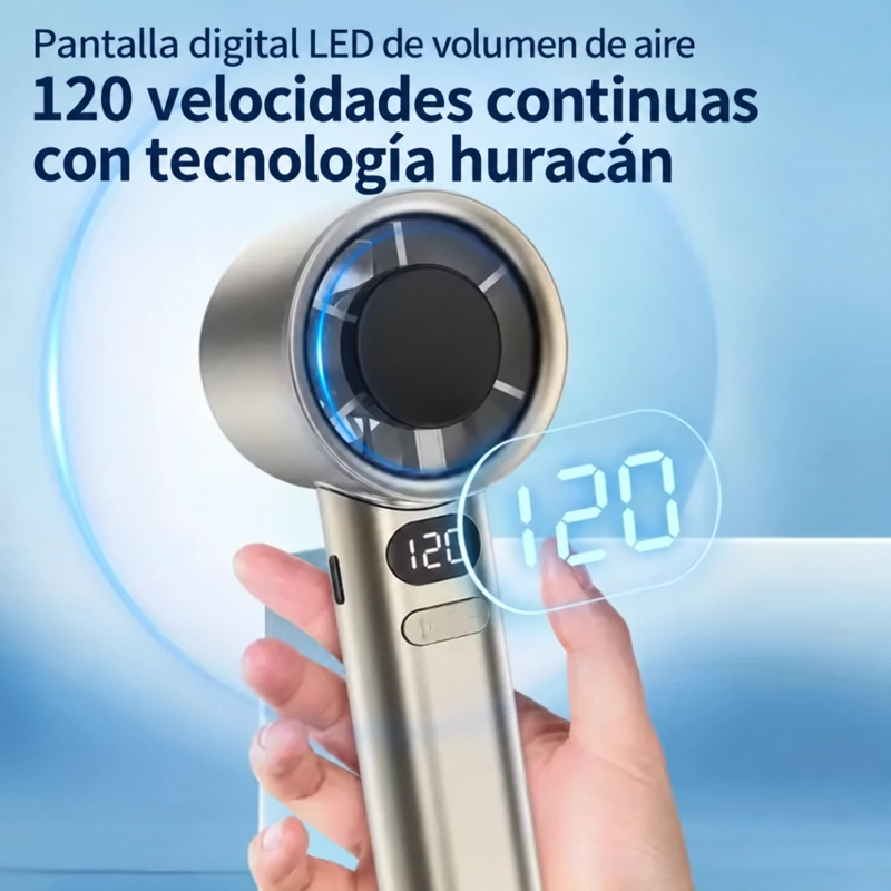 MINI VENTILADOR DE MANO TURBO RECARGABLE USB PANTALLA LED GM - 5