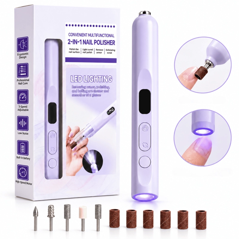 PULIDOR DE UÑAS ELE CTRICO 2 EN 1 TORNO MANICURE CON LUZ LED - 1