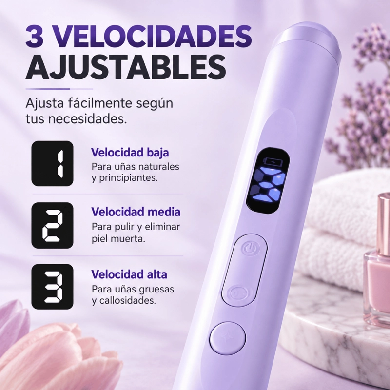 PULIDOR DE UÑAS ELE CTRICO 2 EN 1 TORNO MANICURE CON LUZ LED - 6