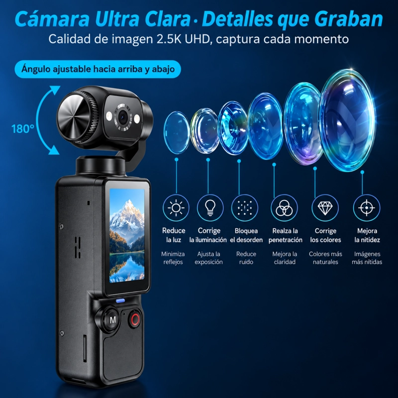 MINI CAMARA PORTATIL PANTALLA DIGITAL LENTE GIRATORIO VLOG - 2