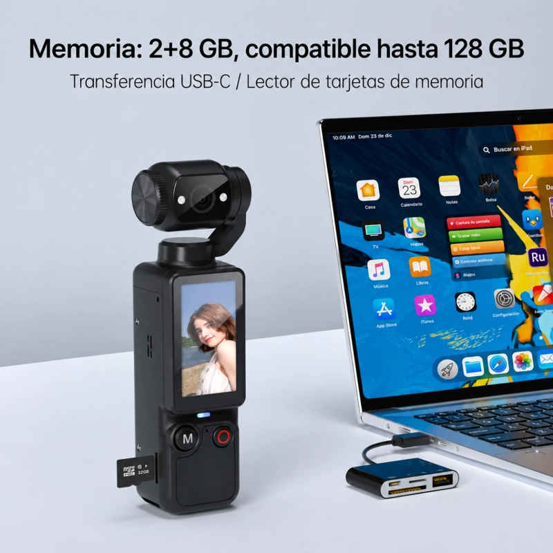 MINI CAMARA PORTATIL PANTALLA DIGITAL LENTE GIRATORIO VLOG - 4
