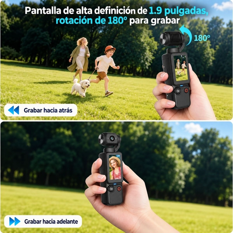 MINI CAMARA PORTATIL PANTALLA DIGITAL LENTE GIRATORIO VLOG - 7