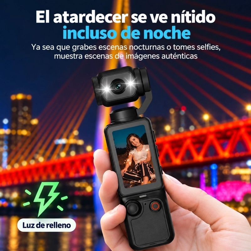 MINI CAMARA PORTATIL PANTALLA DIGITAL LENTE GIRATORIO VLOG - 9
