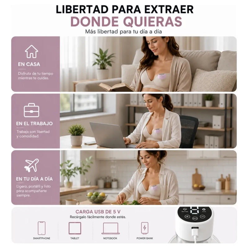 EXTRACTOR LECHE MATERNA ELE CTRICO MANOS LIBRES INALAMBRICO - 5
