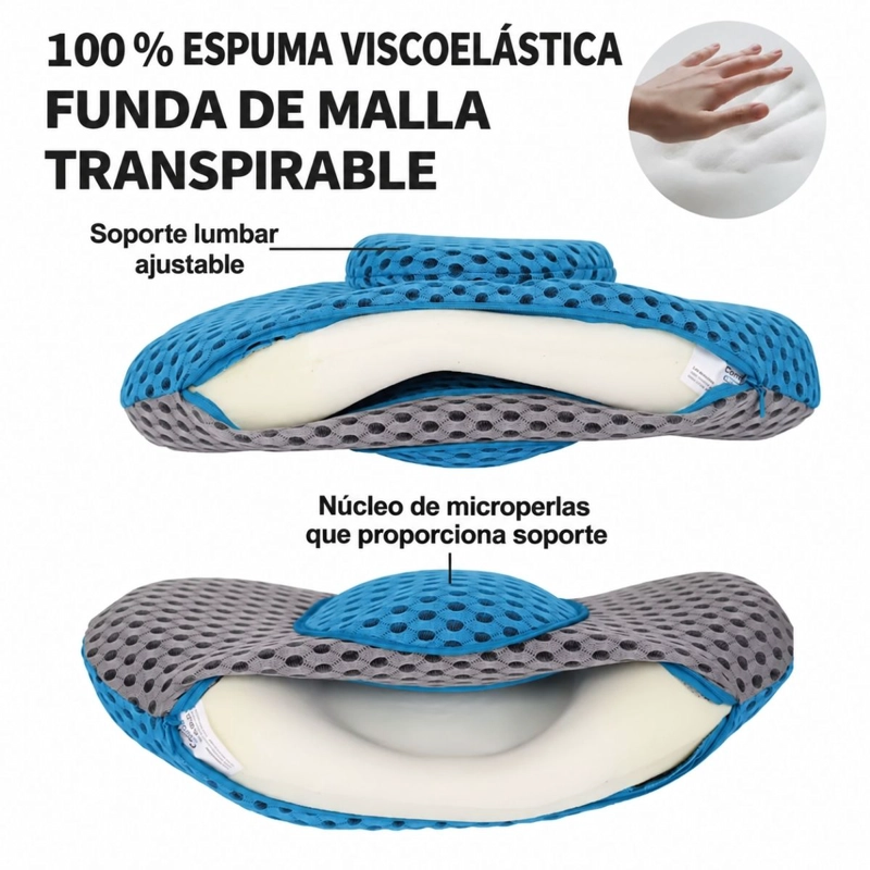 ALMOHADA SOPORTE LUMBAR COMFY CURVE PARA CAMA Y SILLA AUTO - 3
