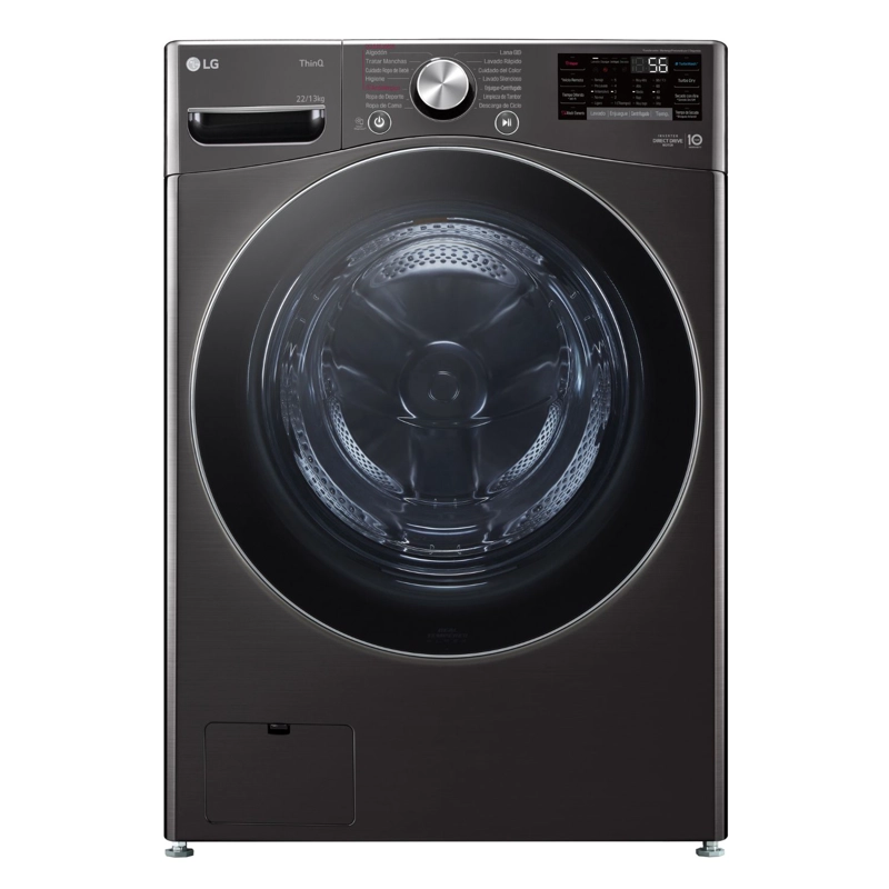 LAVADORA SECADORA CARGA FRONTAL LG 22KG13KG WD22BV2S6R CON AIDD™ Y STEAM - 1