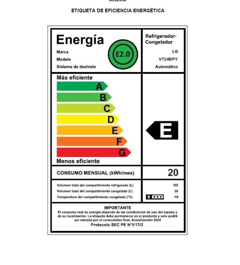 REFRIGERADOR TOP FREEZER LG 243 LITROS CON MOTOR SMART INVERTER  VT24BPY - 3